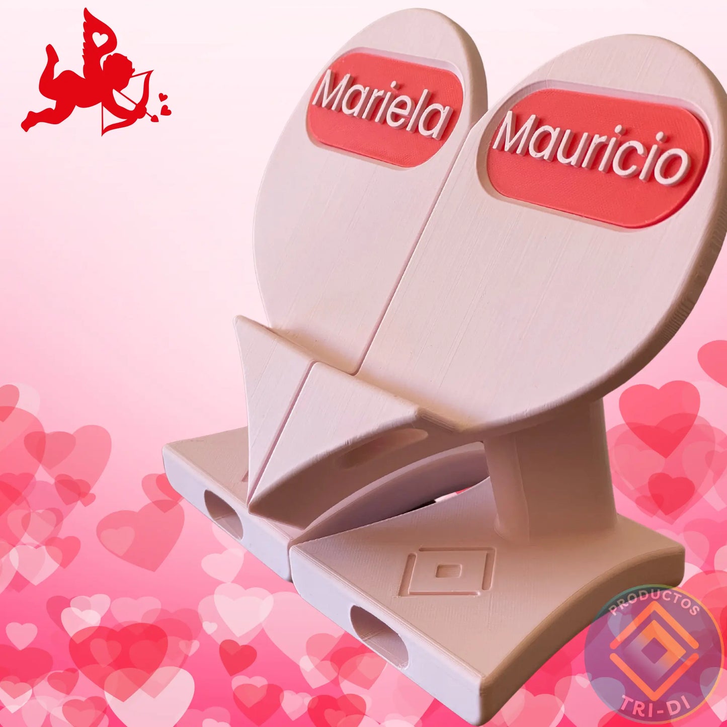 EcoHolder Corazón Personalizado – Soporte para tu Celular y el de tu persona especial - Tri-Di Store
