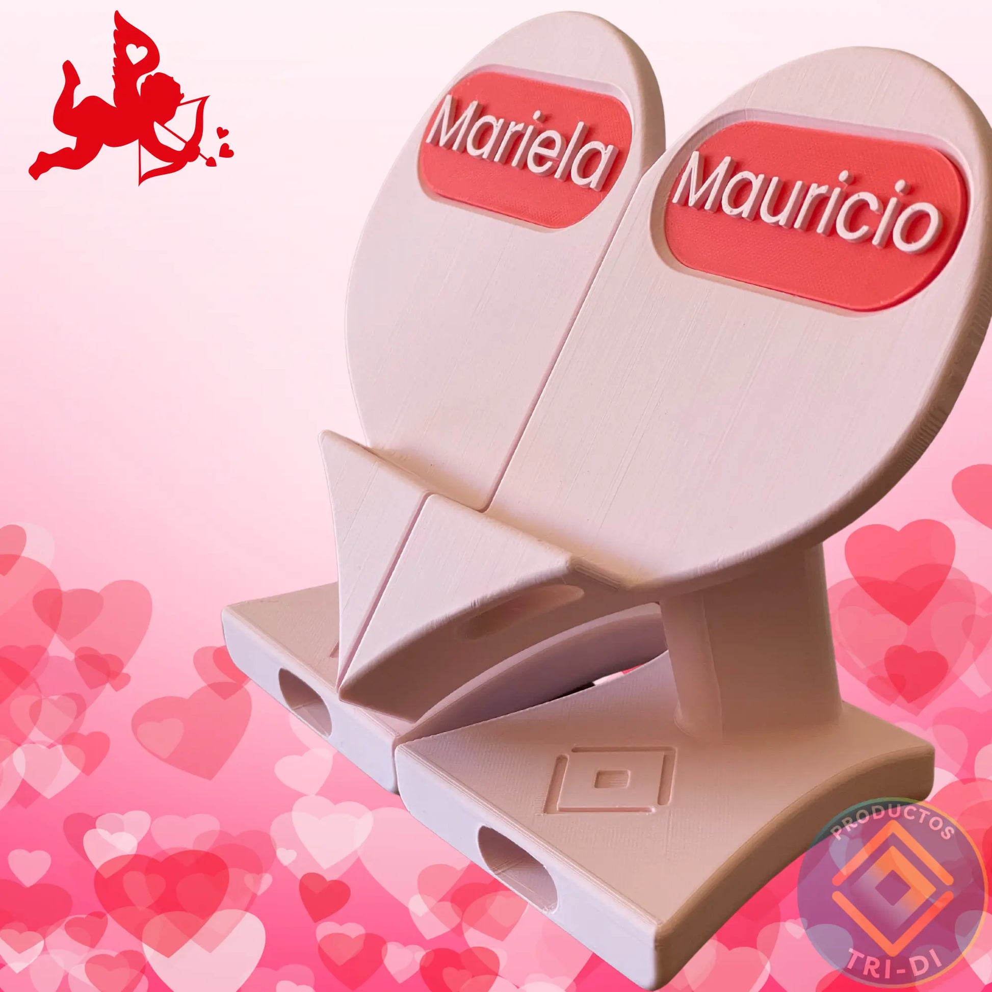 EcoHolder Corazón Personalizado – Soporte para tu Celular y el de tu persona especial - Tri-Di Store
