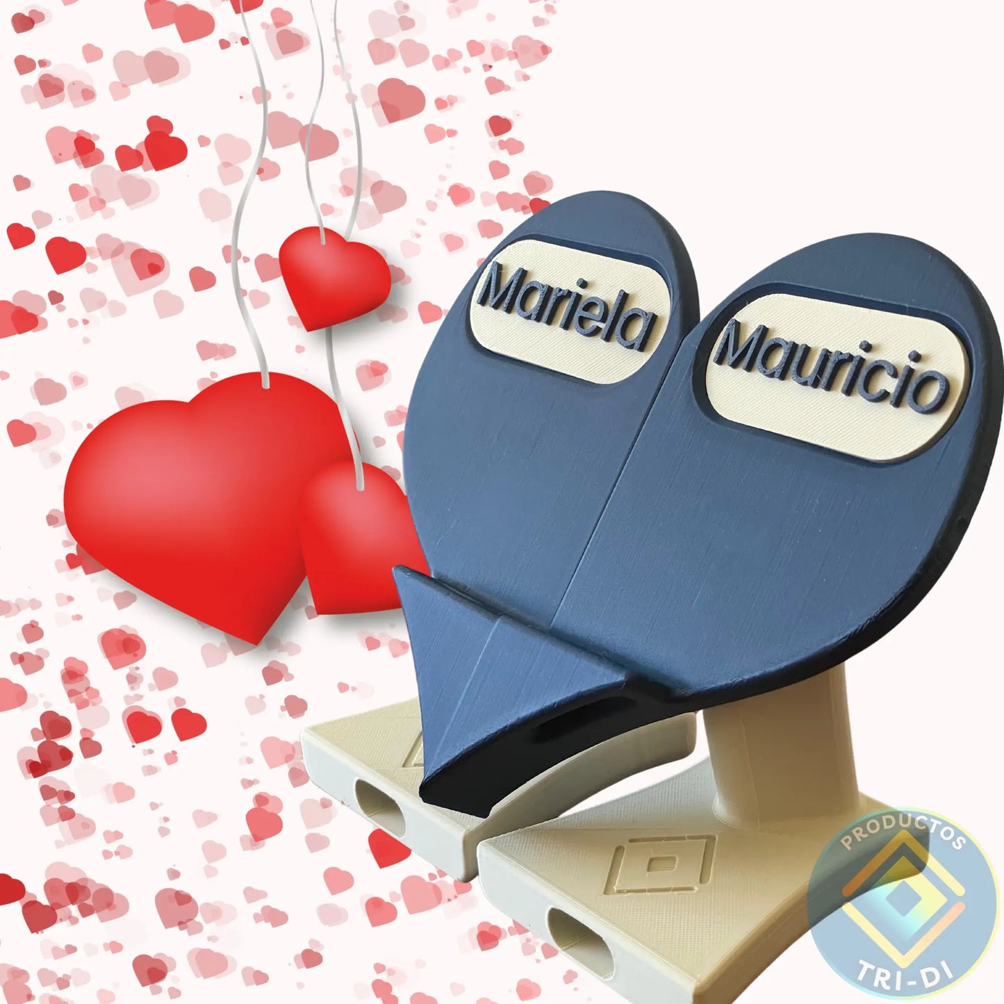 EcoHolder Corazón Personalizado – Soporte para tu Celular y el de tu persona especial - Tri-Di Store