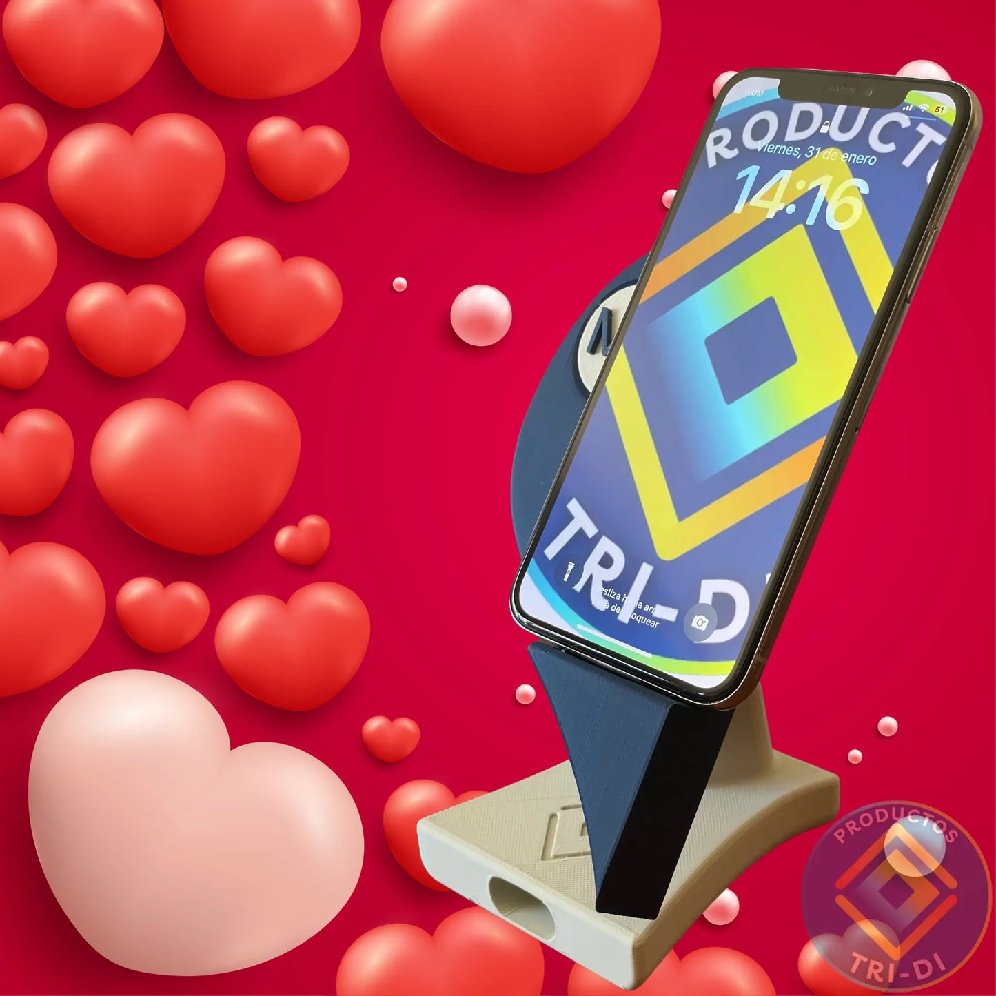 EcoHolder Corazón Personalizado – Soporte para tu Celular y el de tu persona especial - Tri-Di Store